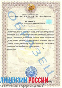 Образец сертификата соответствия (приложение) Россия Сертификат ISO 27001