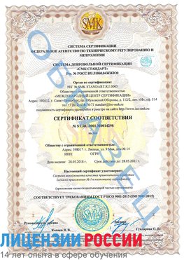 Образец сертификата соответствия Россия Сертификат ISO 9001