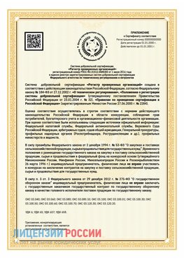 Приложение к сертификату для ИП Россия Сертификат СТО 03.080.02033720.1-2020