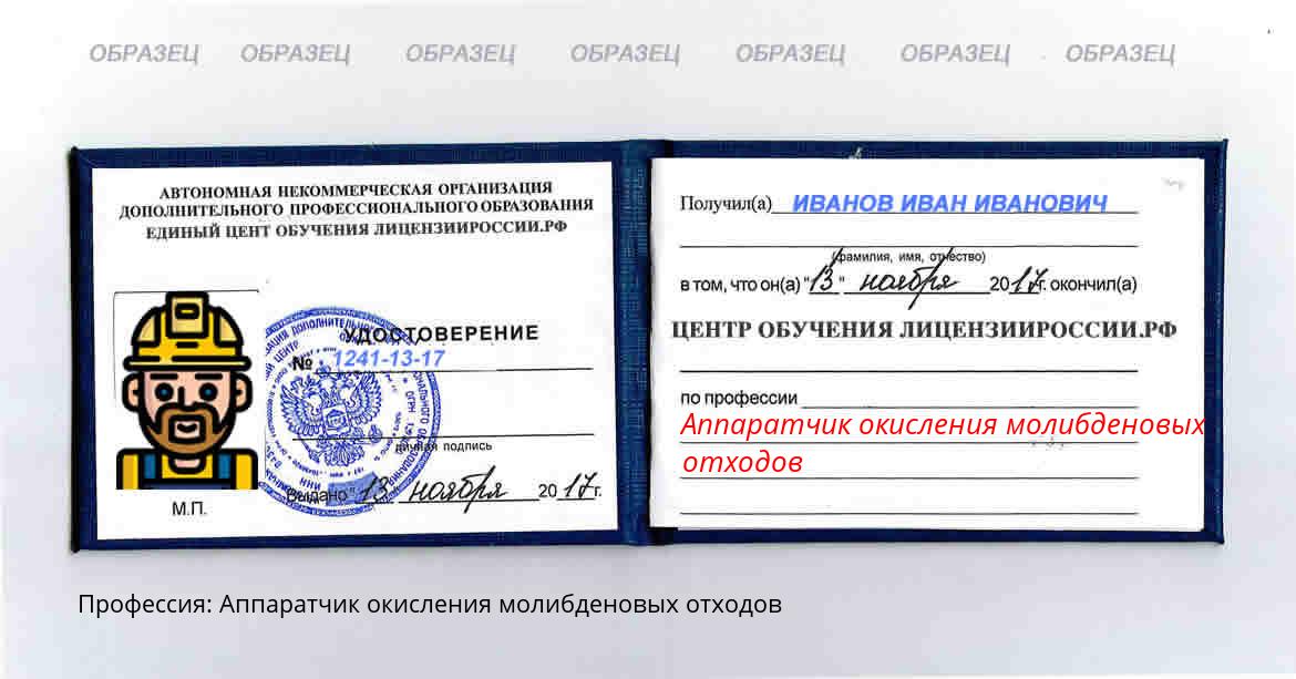 Аппаратчик окисления молибденовых отходов Россия