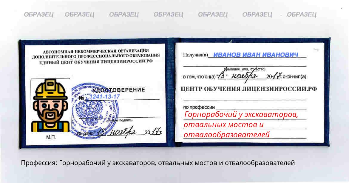 Горнорабочий у экскаваторов, отвальных мостов и отвалообразователей Россия