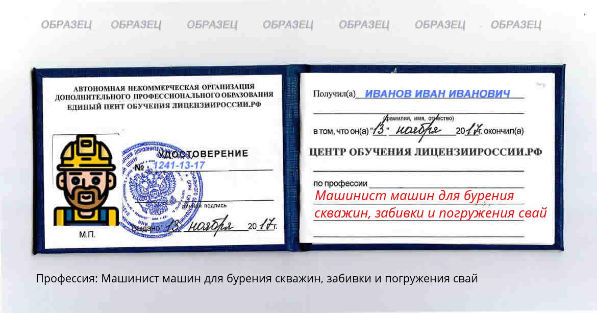 Машинист машин для бурения скважин, забивки и погружения свай Россия