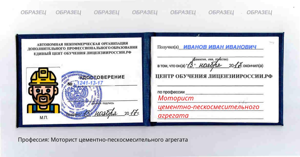 Моторист цементно-пескосмесительного агрегата Россия
