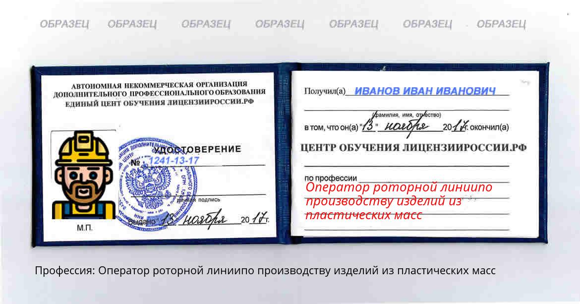 Оператор роторной линиипо производству изделий из пластических масс Россия