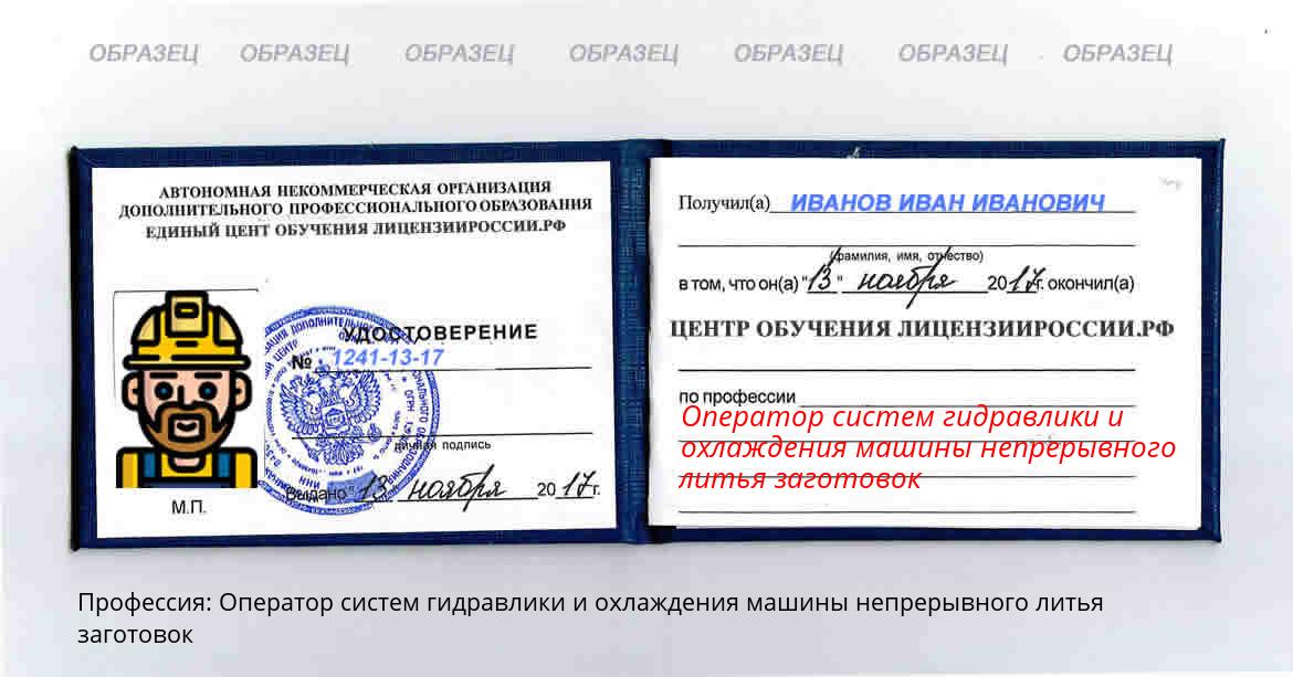 Оператор систем гидравлики и охлаждения машины непрерывного литья заготовок Россия