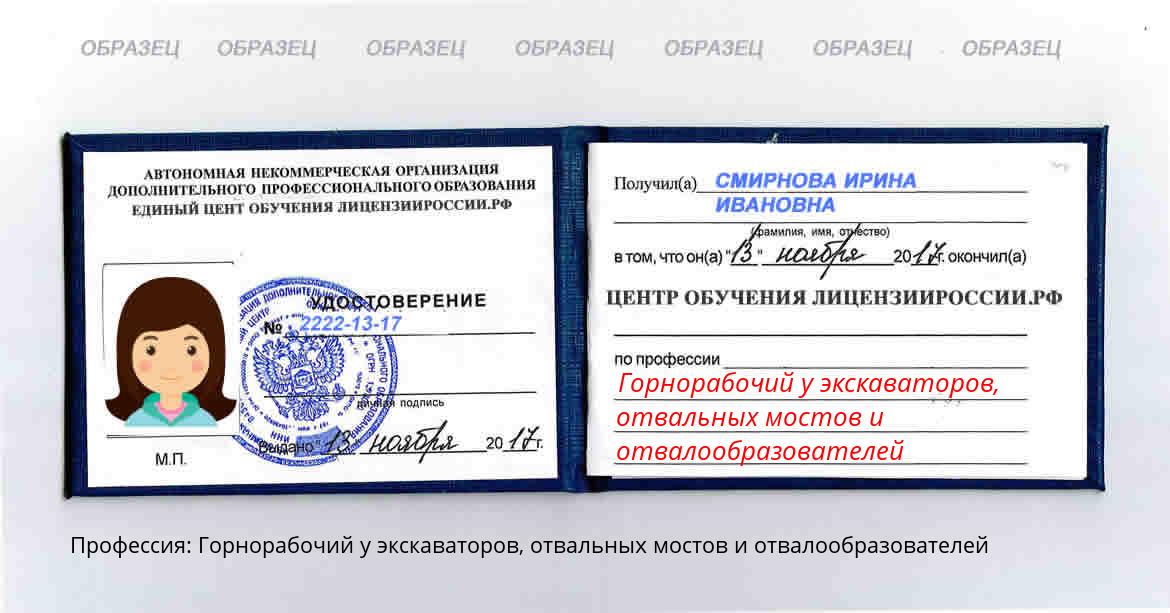 Горнорабочий у экскаваторов, отвальных мостов и отвалообразователей Россия